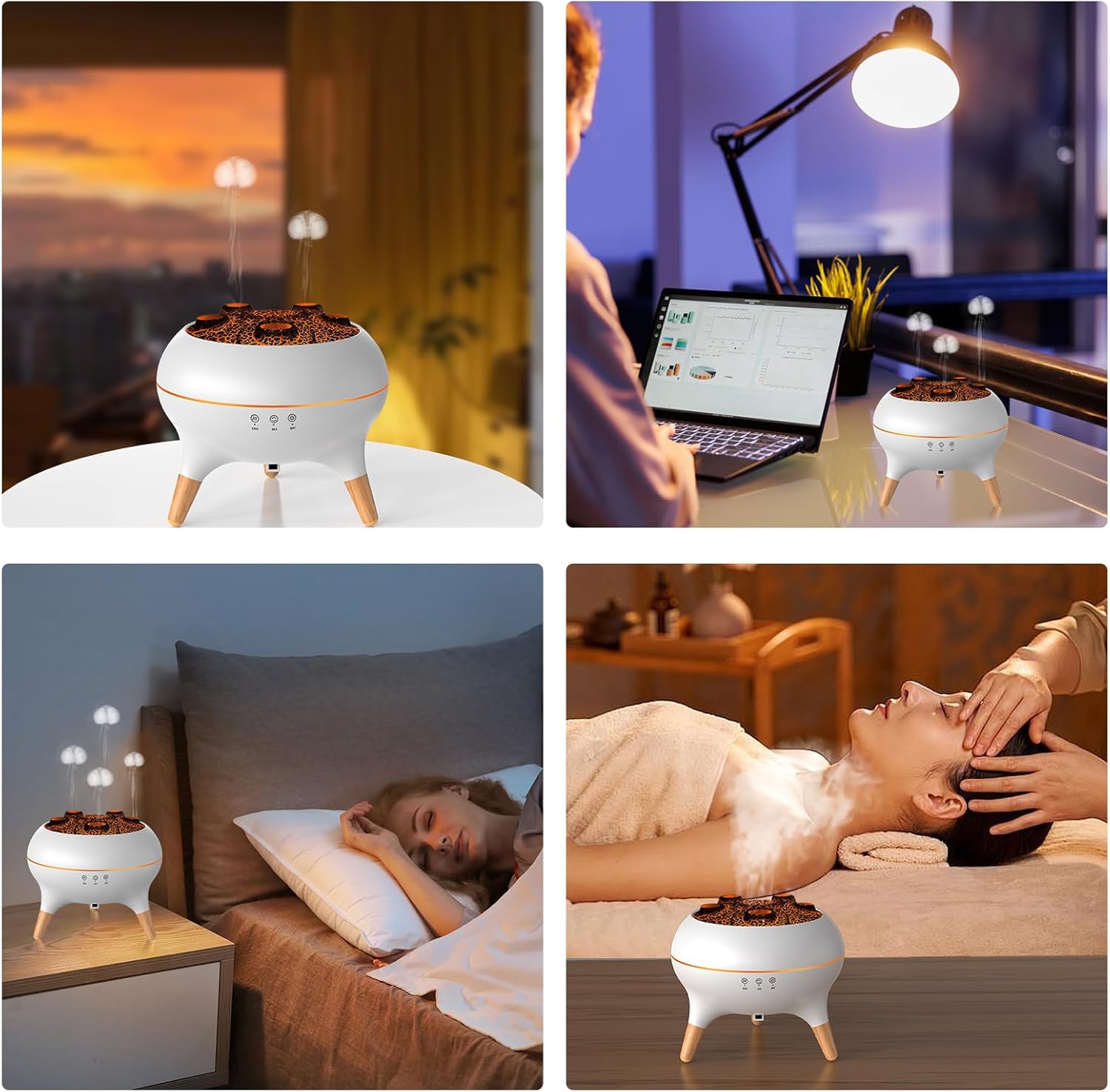 🎯 Effetto luminoso rilassante

L’illuminazione integrata a sette colori con effetto gradiente crea un’atmosfera tranquilla, perfetta per la meditazione, il relax o come luce notturna soffusa.